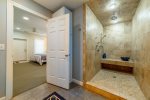 Large walk in shower in the basement suite
